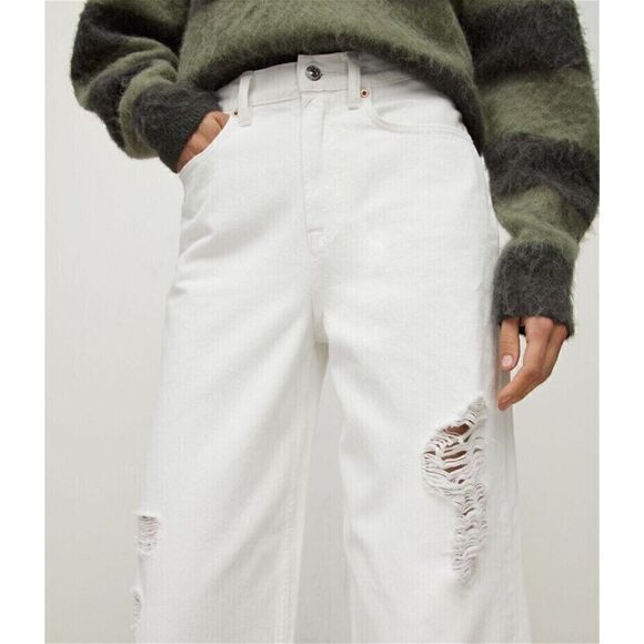 ALLSAINTS ‘Jayce’ jeans White Women’s Wide Leg High Rise Cropped Sz 29 NEW $199 - Picture 3 of 6